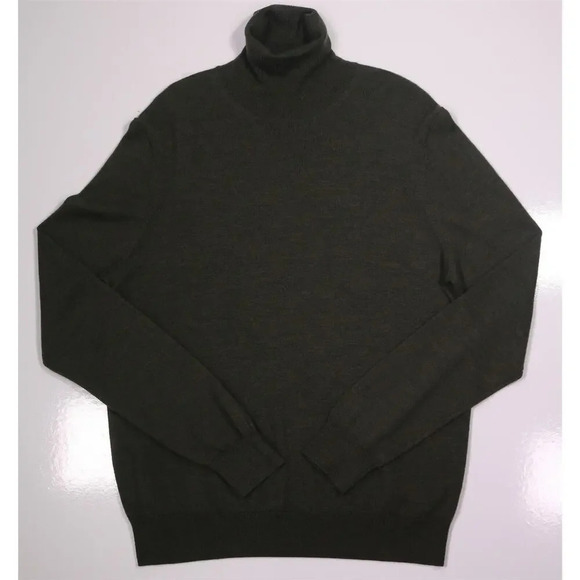 Saks Fifth Avenue Green Knit Wool-Acrylic Turtleneck Large - Picture 1 of 6
